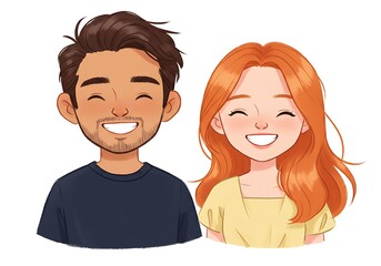 Smiling Man and Woman Illustration