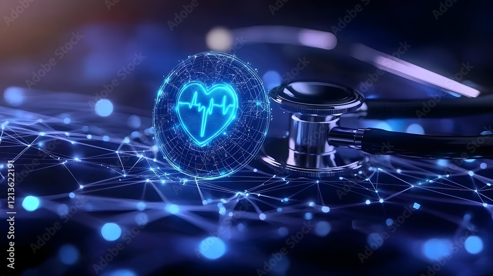 Aufkleber Medical Big Data Visualization with Neural Networks and Futuristic Digital Health Analytics Driving Innovation in Healthcare