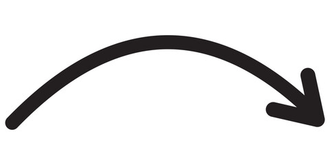 Long curved hand drawn arrow vector