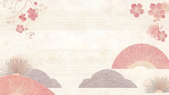 Festive Chinese New Year Wallpaper Design with Red Envelopes Golden Ingots and Delicate Cherry Blossoms Symbolizing Wealth Prosperity and Happiness