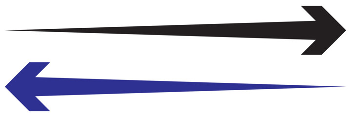 Fototapeta premium Long arrows icon set. Vector set of trendy long arrows left and right in flat style. Replaceable vector design.