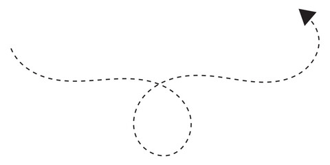 dash arrow icon. wavy arrow with dashed line isolated on white and transparent background.