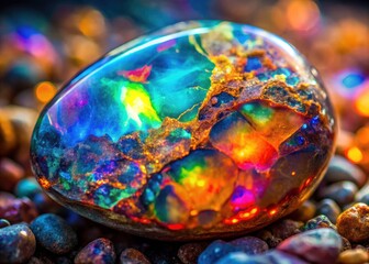 Australian Binthalya Opal's dazzling colors and detailed texture are showcased in this stunning macro photograph of a precious gemstone.