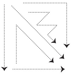 dash arrow icon. wavy arrow with dashed line isolated on white and transparent background.