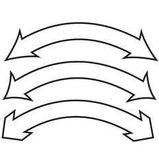 Dual sided arrow vector, icon, silhouette design. Semicircular curved thin, long double ended arrow vector design for website, app and logo design. Vector illustration of duel side arrow.