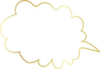Speech bubble outlined glossy gold style