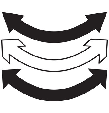 Dual sided arrow vector, icon, silhouette design. Semicircular curved thin, long double ended arrow vector design for website, app and logo design. Vector illustration of duel side arrow.