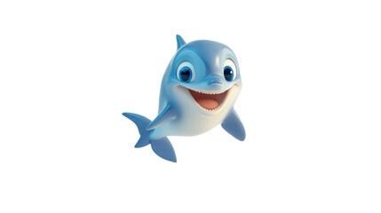 Fototapeta premium Cartoon dolphin jumping out of water with a ball in a fun underwater scene