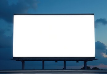 Fototapeta premium Blank Billboard Mockup Against a Cloudy Blue Sky. Perfect for showcasing advertising or branding concepts