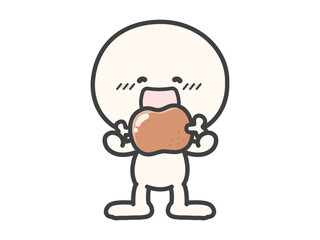 Fototapeta premium 肉を食べる人物のベクターイラスト11