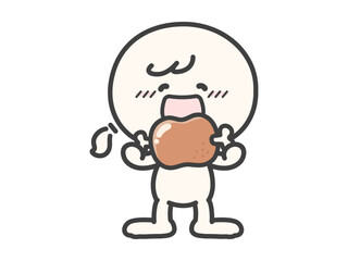 肉を食べる人物のベクターイラスト06