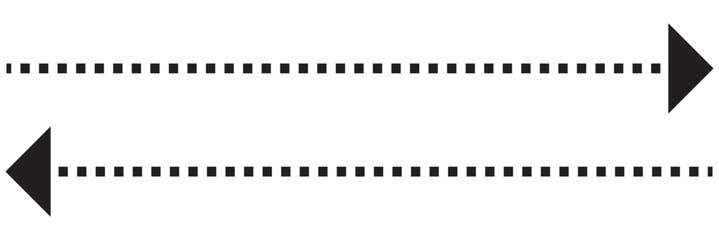 dash arrow icon. wavy arrow with dashed line isolated on white and transparent background.