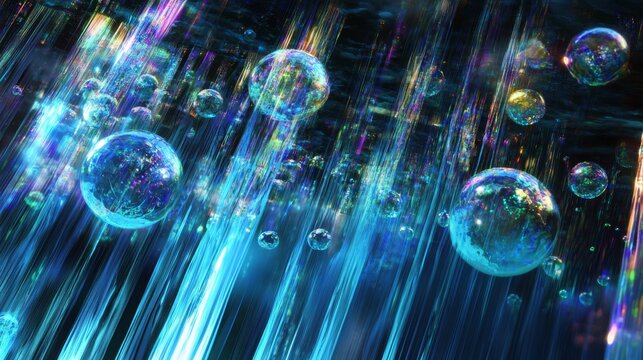 binary waterfall sequence, flowing data streams, azure technological atmosphere, drifting light spheres, professional matrix layout, translucent code elements, advanced digital visualization,