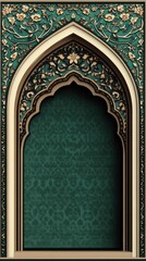 Elegant Ornate Archway with Intricate Floral Design and Deep Teal Background: A Masterpiece of Architectural Art