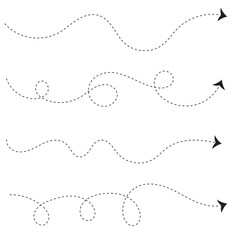 dash arrow icon. wavy arrow with dashed line isolated on white and transparent background.
