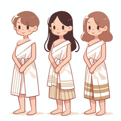 vector image of a small child wearing traditional traditional clothes