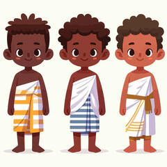 vector image of a small child wearing traditional traditional clothes