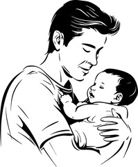 father holding baby silhouette