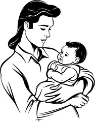 father holding baby silhouette