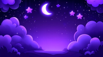 Fototapeta premium dreamy night sky with stars and crescent moon