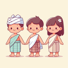 Obraz premium vector image of a small child wearing traditional traditional clothes