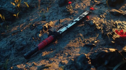 Obraz premium Muddy Blade: A Macabre Scene