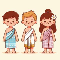 vector image of a small child wearing traditional traditional clothes