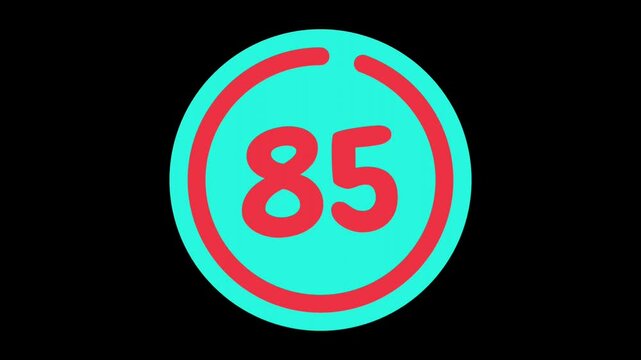 90 seconds countdown timer in teal circle with red circle countdown on black background
