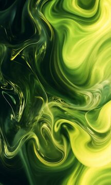 Fondo abstracto de Remolinos de Color Verde y Amarillo Luminoso con textura de ace&iacute;te o humo