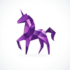 Purple origami unicorn, abstract, graphic design, possible stock photo use