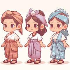 vector image of a small child wearing traditional traditional clothes