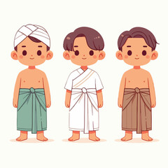 vector image of a small child wearing traditional traditional clothes