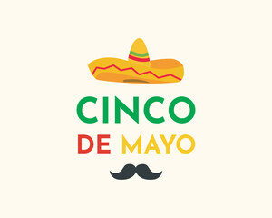 Cinco de Mayo Illustration with Sombrero and Mustache Design