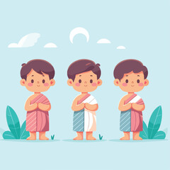 vector image of a small child wearing traditional traditional clothes