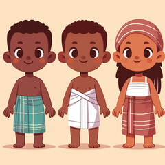 vector image of a small child wearing traditional traditional clothes