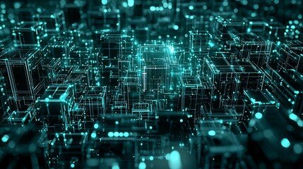 Obraz premium dynamic IT processing center, glowing servers, fast data transfer visuals, high-tech workplace with cyber blue and white glow, immersive futuristic aesthetic,