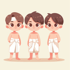 vector image of a small child wearing traditional traditional clothes