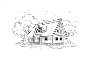A charming thatched roof cottage nestled amongst trees at night