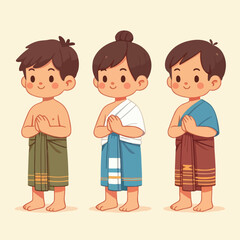 vector image of a small child wearing traditional traditional clothes
