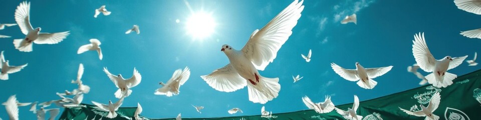 Fototapeta premium Kashmir Solidarity Day: Cultural Performances and Peace Doves Event