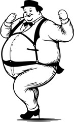 fat man pose drawing