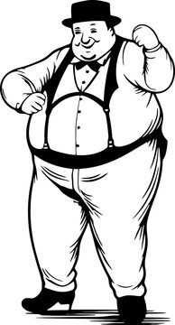 fat man pose drawing