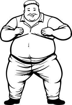 fat man pose drawing