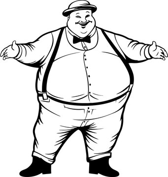fat man pose drawing