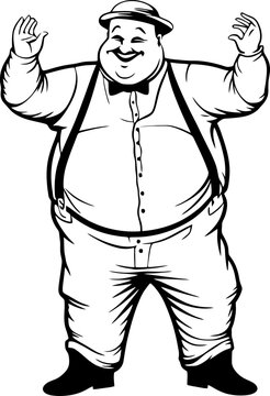 fat man pose drawing