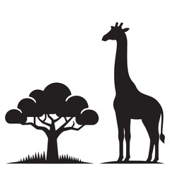 Giraffe Habitat Vector Silhouette.