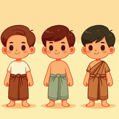 vector image of a small child wearing traditional traditional clothes