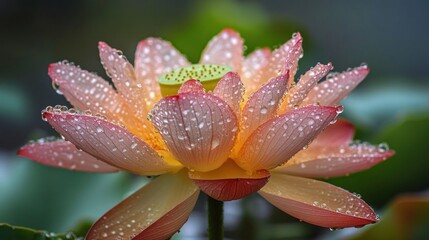 Fototapeta premium Pink Lotus with Dew Drops