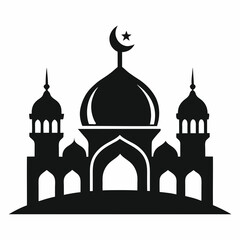 Elegant Mosque Silhouette on White