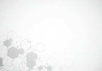 Hexagonal geometric pattern, wireframe network, minimalist design, white background, abstract connectivity, sparse honeycomb structure, subtle dots at intersections